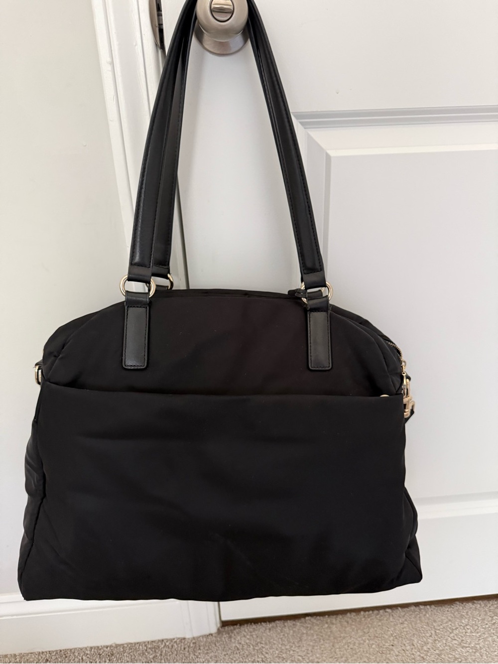 Classic Black Women's Tote Bag with Gold Hardware